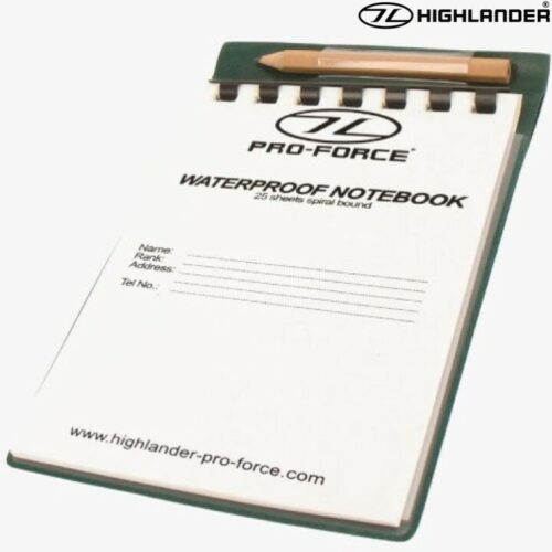 HIGHLANDER WATERPROOF NOTEBOOK & PVC POUCH 25 PAGE NOTEPAD ARMY CADET OUTDOORS