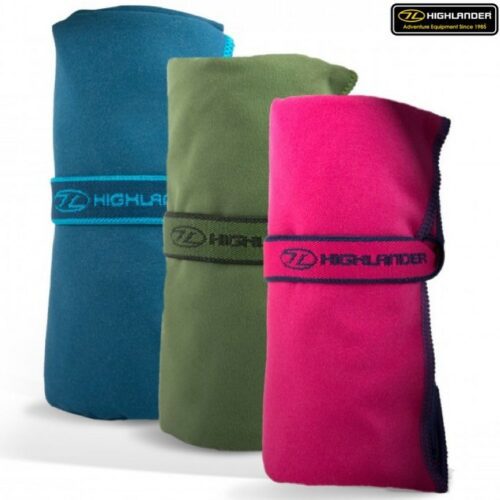 HIGHLANDER MIROFIBRE SOFT TRAVEL TOWEL 4 SIZES ARMY GREEN CADET CAMPING FESTIVAL