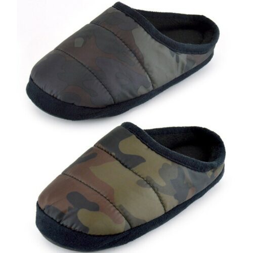 KIDS ARMY CAMO PUFFER SLIPPERS INFANT JUNIOR BOYS GIRLS UK 9-3 CAMOUFLAGE GAMING