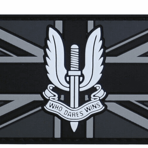 SAS 3D Rubber Patch Union Jack Who Dares Wins Morale Badge British Army Regiment