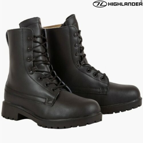 HIGHLANDER BRITISH ARMY STYLE ASSAULT BOOTS MENS KIDS UK 3-13 MILITARY BLACK