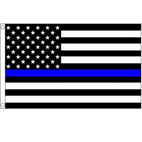 THIN BLUE LINE USA LARGE FABRIC FLAG 5x3ft AMERICAN POLICE US UNITED STATES