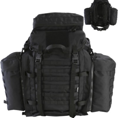 90 LITRE TACTICAL ARMY ASSAULT PACK RUCKSACK BERGEN & SIDE POUCHES BLACK 90L