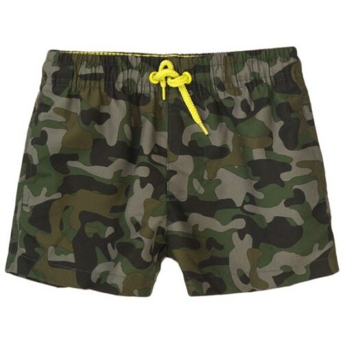 KIDS ARMY CAMOUFLAGE SWIM BOARD SHORTS 3-13 YEARS KHAKI BOYS GIRLS GREEN