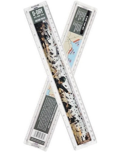 KIDS ARMY WW2 30cm PLASTIC RULER D-DAY MILITARY MAP HISTORY UTAH OMAHA GOLD