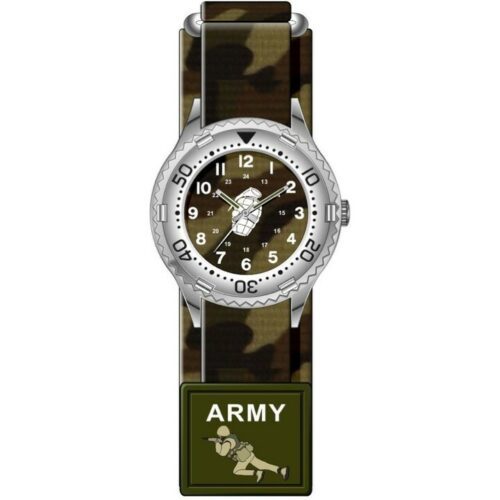 KIDS CAMOUFLAGE ARMY WATCH BOYS ARMY GREEN CAMO SOLDIER GRENADE