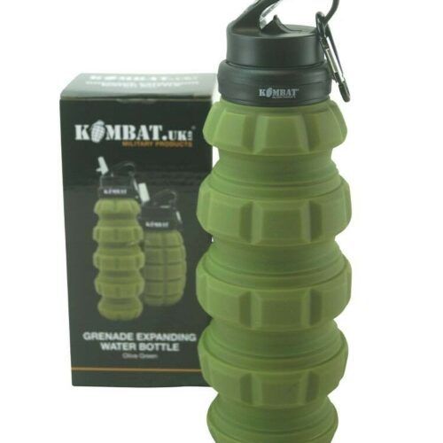 Expanding Army Grenade Water Bottle 580ml Silicone Boys School Tactical Military