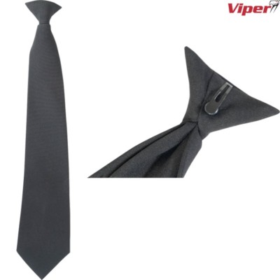 VIPER CLIP ON TIE MENS BLACK SUIT TIE SECURITY ARMY POLICE PRISON DOORMAN
