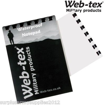 WEB-TEX WATERPROOF NOTEPAD PAPER A6 50 PAGE POCKET SIZE NOTEBOOK ARMY CADET