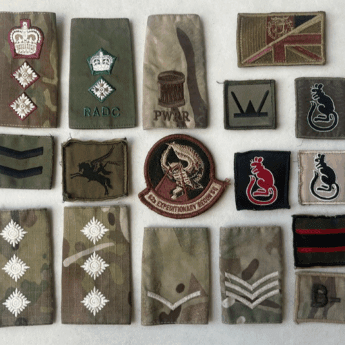 BRITISH Army Rank Slides & Badges x17 Items MTP Camouflage Desert Rats LCPL SGT