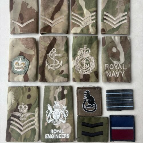 BRITISH Army Rank Slides & Badges x14 Items MTP Camouflage RAF Royal Navy
