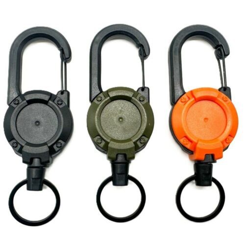 Heavy Duty Retractable Carabiner Keyring 60cm Metal Cord Badge Reel Keychain