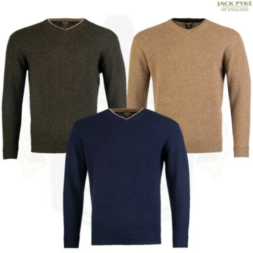 JACK PYKE ASHCOMBE 100% LAMBSWOOL V-NECK KNIT JUMPER MENS S-3XL HUNTING SHOOTING