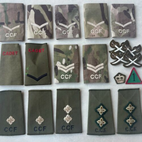 BRITISH Army Combined Cadet Force Rank Slides & Badges CCF x20 Items (B8)