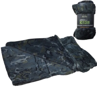 KIDS ARMY SAS BLACK CAMO CAMOUFLAGE BLANKET SUPER SOFT FLEECE CAMO BOYS BEDROOM