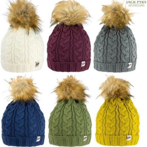 CLEARANCE! JACK PYKE LADIES CABLE KNIT BOB HAT WOMENS WINTER CHUNKY BEANIE
