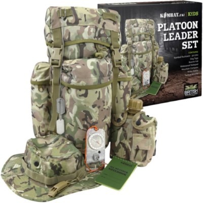 Boys Army Platoon Leader Gift RUCKSACK HAT COMPASS WHISTLE Notepad Water Bottle