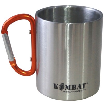 ARMY Camping CARABINER MUG 330ml STAINLESS STEEL SILVER CANTEEN CUP Army Cadet