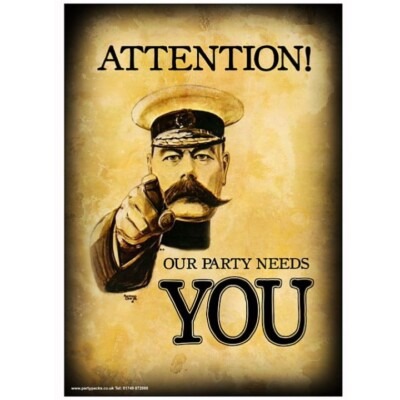 BOYS ARMY BIRTHDAY PARTY DECORATION A3 KITCHENER POSTER BANNER MILITARY SIGN