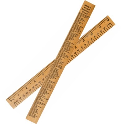 KIDS ARMY WW2 30cm WOODEN RULER with WW2 HISTORY TIMELINE 1939-1945 MILITARY