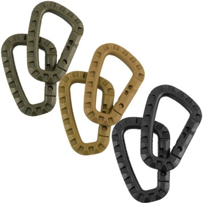 TACTICAL CARABINER x2 ABS PLASTIC RUCKSACK MOLLE UTILITY CLIP ARMY HIKING