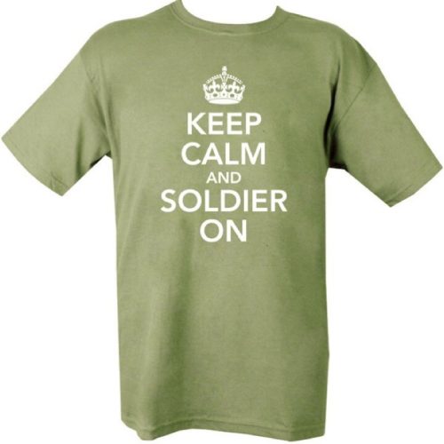 ARMY T-SHIRT KEEP CALM & SOLDIER ON MENS S-2XL 100% COTTON BRITISH CADET RAF