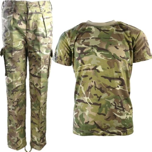 BOYS ARMY SOLDIER COSTUME T-SHIRT & TROUSERS OUTFIT KIDS 3-13 YRS MTP BTP CAMO