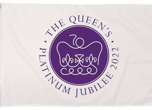 LARGE QUEENS PLATINUM JUBILEE WHITE FLAG 5ft x 3ft BRITISH COLLECTABLE