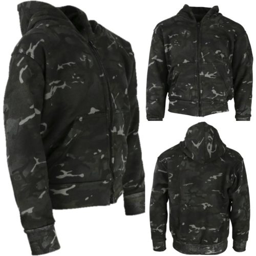BOYS ARMY SAS CAMOUFLAGE ZIP HOODIE JACKET FLEECE LINED KIDS AGE 3-13 BLACK CAMO