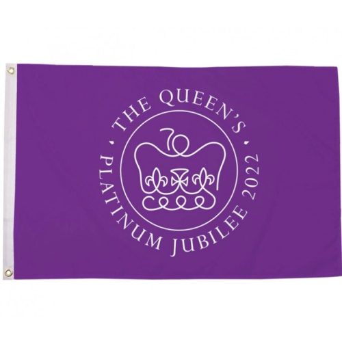 LARGE QUEENS PLATINUM JUBILEE PURPLE FLAG 5ft x 3ft BRITISH COLLECTABLE