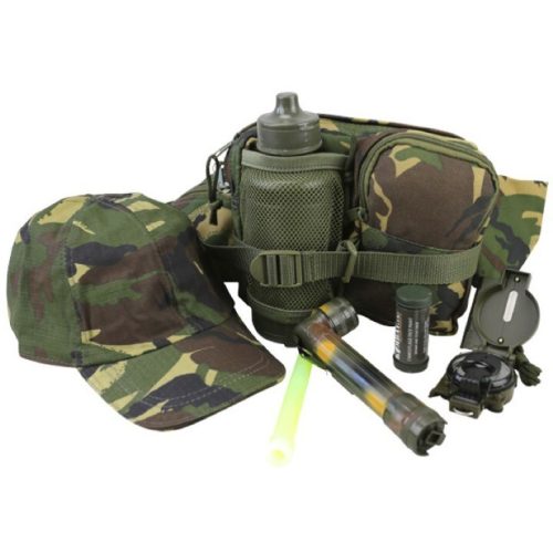 GIFT BOXED BOYS ARMY EXPLORER KIT CAP TORCH WAIST BAG WATER BOTTLE COMPASS DPM