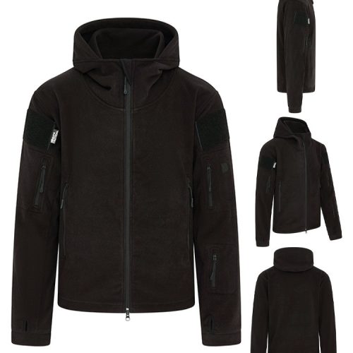 Black TACTICAL Recon FLEECE JACKET MENS S-3XL HEAVYWEIGHT FULL ZIP HOODIE