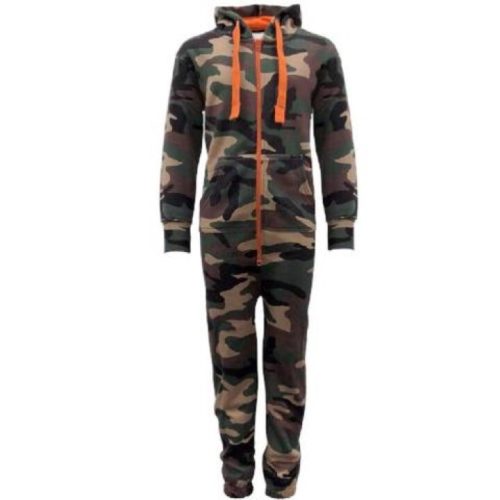 KIDS ARMY CAMOUFLAGE ALL IN ONE ONSIE1 BOYS GIRLS PJS PYJAMAS 7-8 9-10 11-12 13