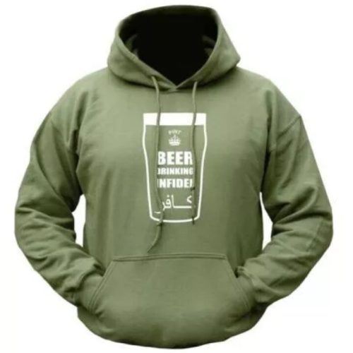 Beer Drinking Infidel HOODIE MENS Size Large HOODY CLEARANCE