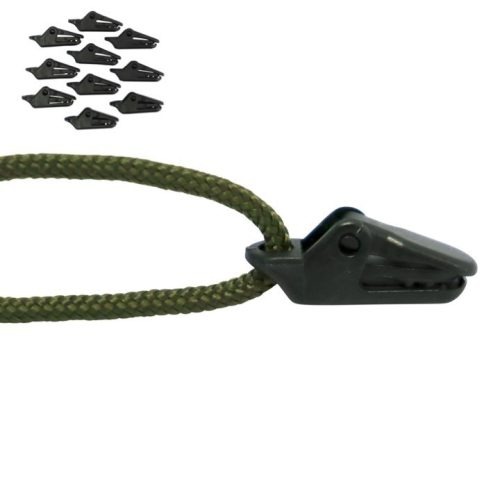 10pk Paracord Clips Locking Snap Clips 3mm Cord Hole Black Utility Clip