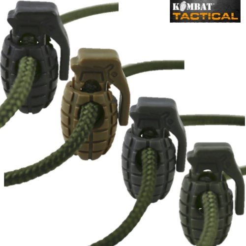 ARMY GRENADE SHAPE CORD STOPPER LOCK x8 PACK CLOTHING END TOGGLE METAL SPRING