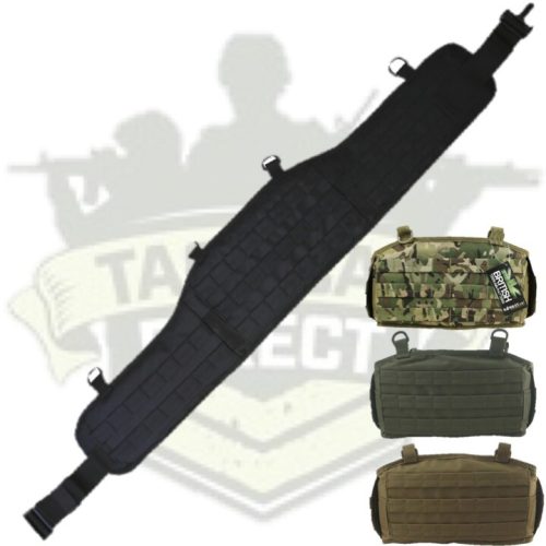 ARMY PADDED WEBBING BELT COMBAT MOLLE BATTLE HIP PAD MTP BTP BLACK CADET POUCH