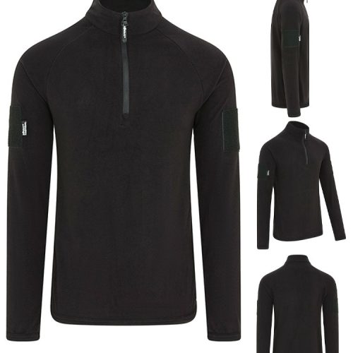 Alpha Mid-Layer Thermal Fleece 1/4 Zip Top MENS S-3XL ARMY UNDERSHIRT BLACK