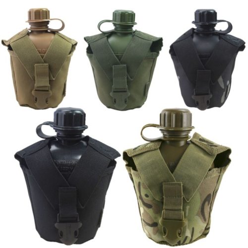 Military Water Bottle & Pouch I'm a Celeb Style KIDS CAMPING CANTEEN Army Camo