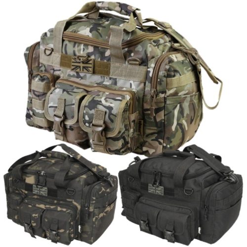 ARMY CAMO SAXON HOLDALL BAG 35 LITRE WEEKEND TRAVEL CADET BAG MTP BTP BLACK CAMO