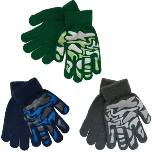 KIDS ARMY CAMOUFLAGE GLOVES BOYS GIRLS MAGIC GRIPPER GLOVES GREY BLUE GREEN CAMO