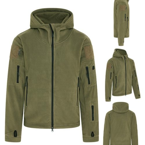 Green TACTICAL Recon FLEECE JACKET MENS S-3XL HEAVYWEIGHT FULL ZIP HOODIE