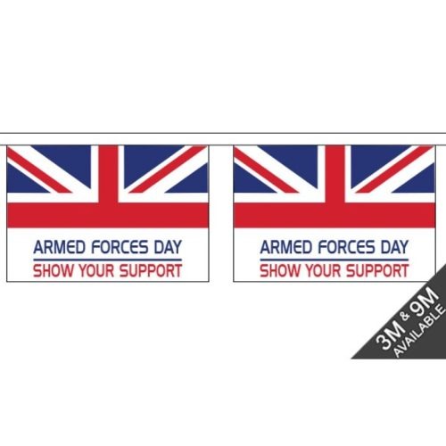 MILITARY BRITISH ARMY ARMED FORCES DAY BUNTING 3m 9m RAF REMEMBRANCE SUPPORT