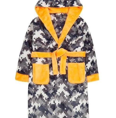 KIDS ARMY PIXEL CAMO FLEECE DRESSING GOWN BOYS NIGHTWEAR ROBE DIGICAM
