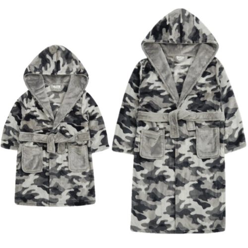 KIDS ARMY GREY CAMO FLEECE DRESSING GOWN BOYS NIGHTWEAR 2yrs-13yrs ROBE URBAN