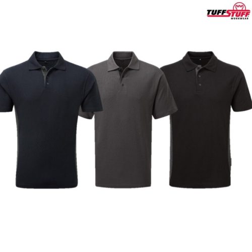 TUFFSTUFF WORKWEAR PRO WORK POLO SHIRT MENS S-2XL POLO TOP T-SHIRT BLACK NAVY