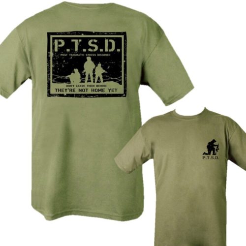 MILITARY PTSD T-SHIRT MEN S-2XL 100% COTTON TOP OLIVE GREEN BRITISH ARMY SOLDIER