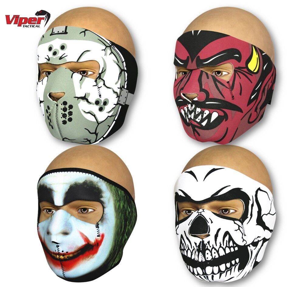 VIPER NEOPRENE FULL FACE MASK PAINTBALLING AIRSOFT BIKER DISGUISE SKULL ...