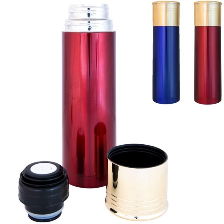 CARTRIDGE ARMY AMMO FLASK 750ml STAINLESS STEEL THERMAL VACUUM LID CUP ...