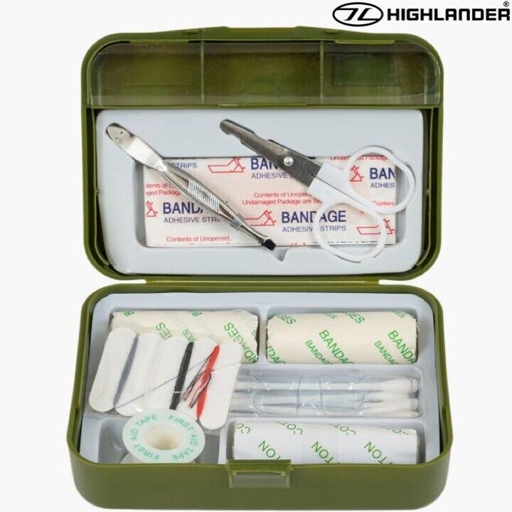 HIGHLANDER-ARMY-CADET-FIRST-AID-KIT-CASE-9pc-SURVIVAL-HIKING-EMERGENCY-FIELD-234632153541-2